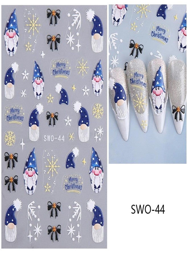 Maigitur 8Sheets Christmas Nail Art Stickers Gingerbread Nail Stickers 5D Embossed Self-Adhesive Elk Snowman Santa Xmas Tree Lantern Ball Canes Nail Decals for Women Girls Winter Holiday DIY Manicure - Image 2